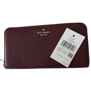 kate spade Lena Cherrywood Pebbled Leather Large Wallet